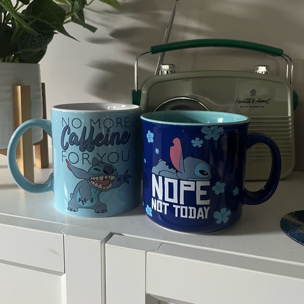 Stitch Themed Blue and Navy Mugs Set